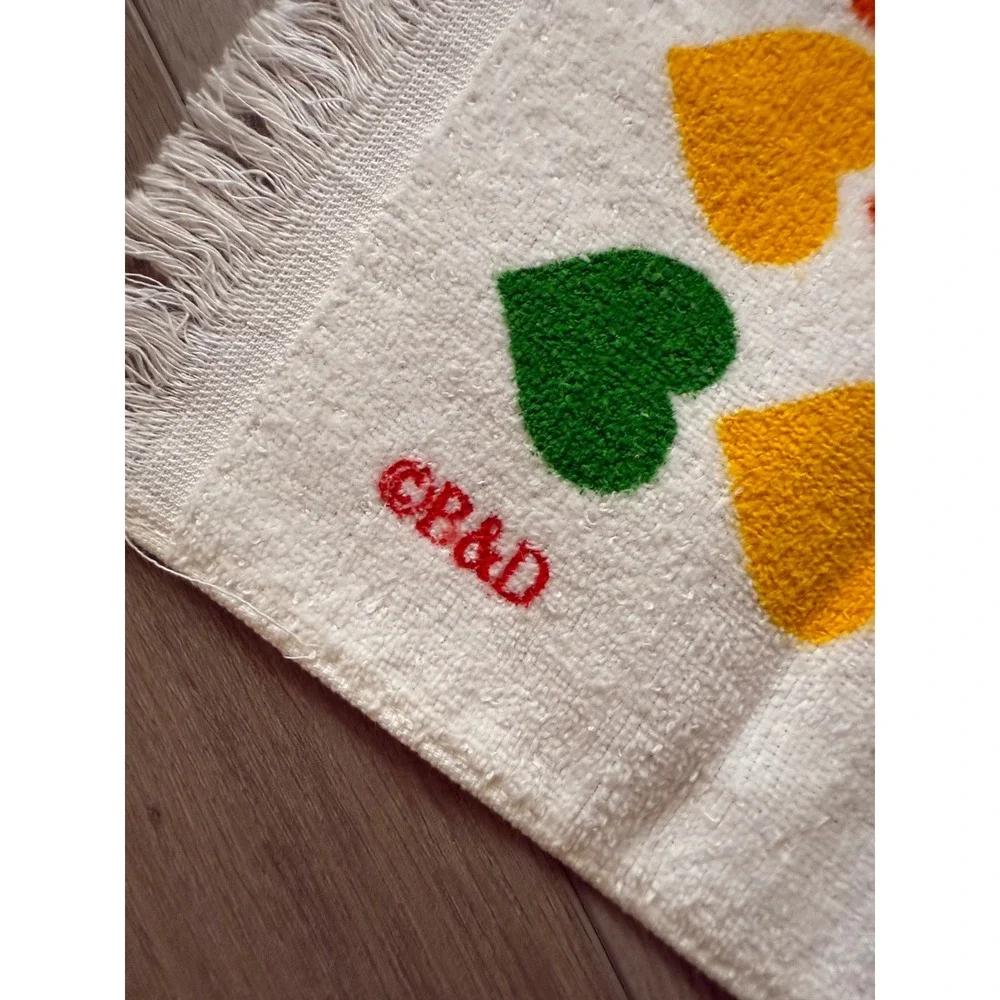 Vintage Kitchen Towel Set of 3 Hearts Tulips Teapot Crocheted Hanging Kitsch